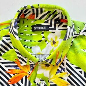 St33le Tropical Print Shirt, Men’s Small, Stretch Cotton, Excellent Condition